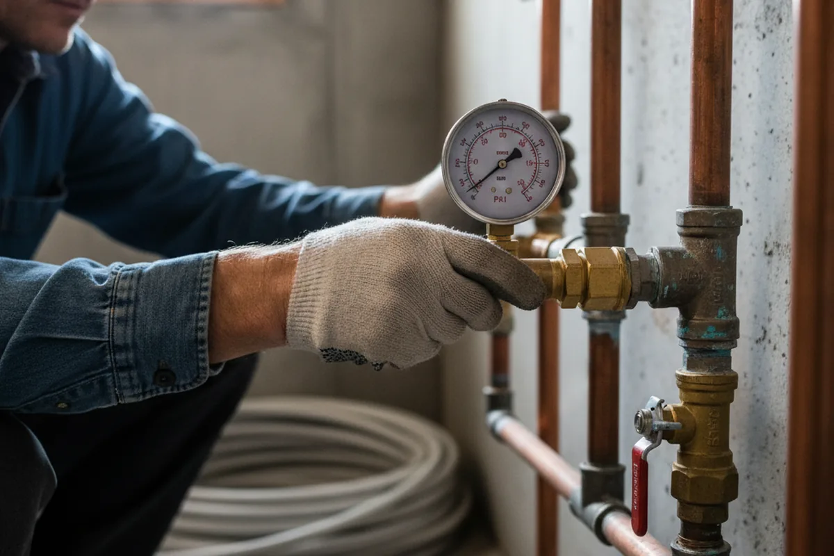 Pressure testing a repaired line during Water Line Repair in Belchertown